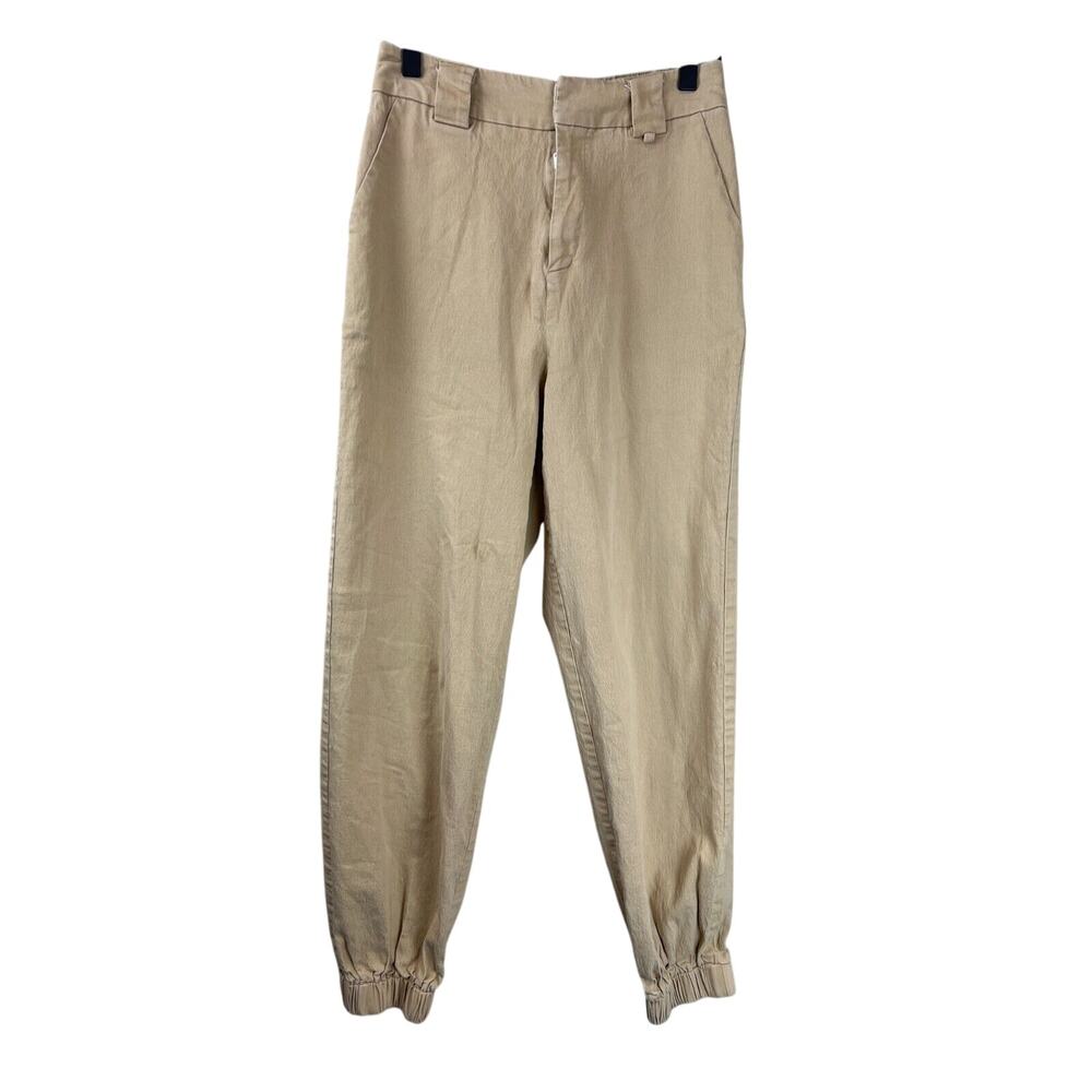 I AM GIA Womens Jogger Pants M High Rise Beige Stretch Capsule Trendy Fall